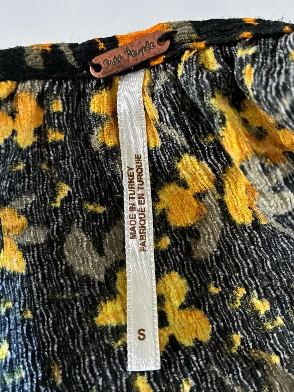 Free People Tiers of Joy Midi Dress Yellow Floral Print on Black Size Small